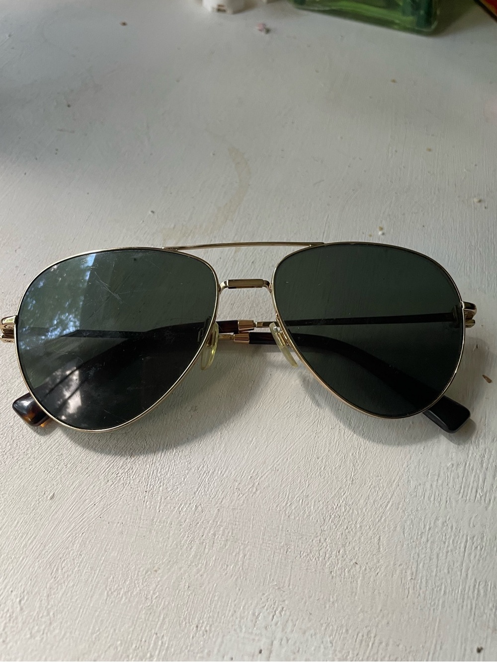 Valentino Gold Frame Dark Green Lens Aviator Sunglasses